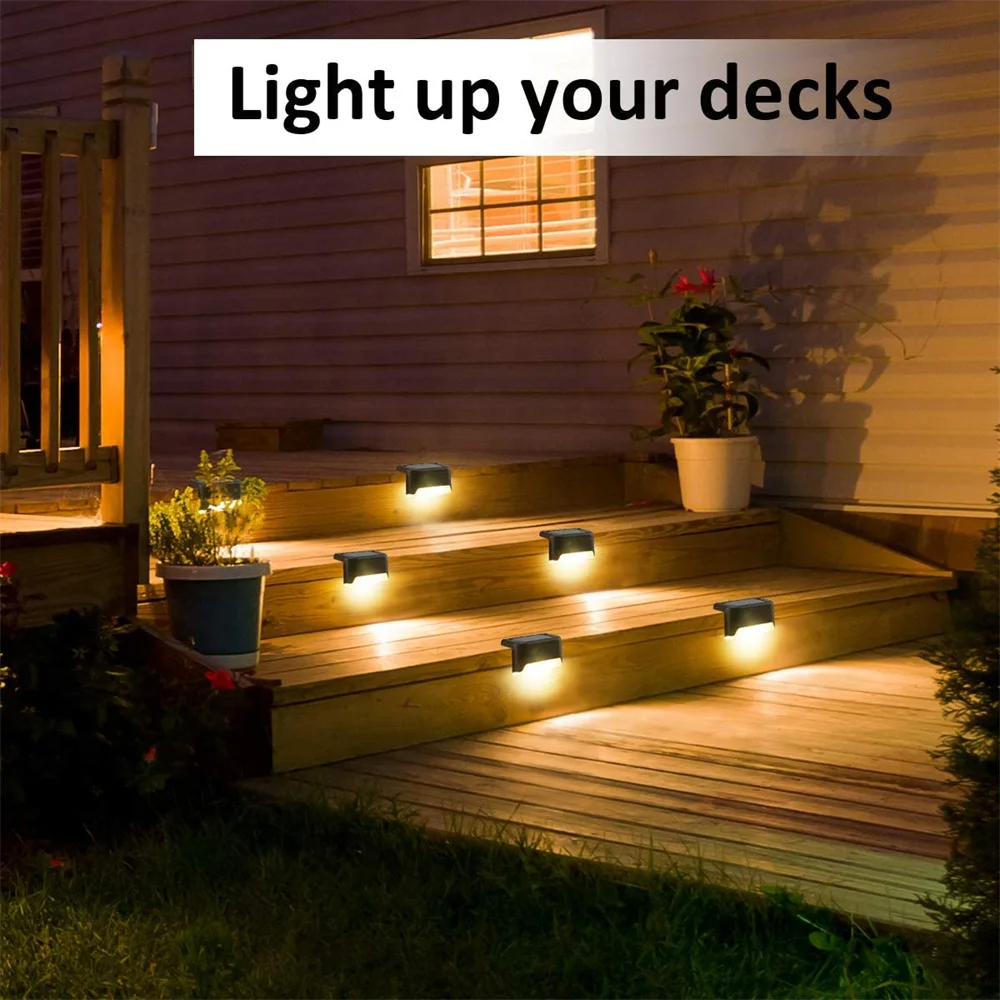Garden Solar Powered Fence Lights Outdoor Yard Deck Light Led Step Patio Lights Solar Step Lamp New Upgraded Balcony Waterproof