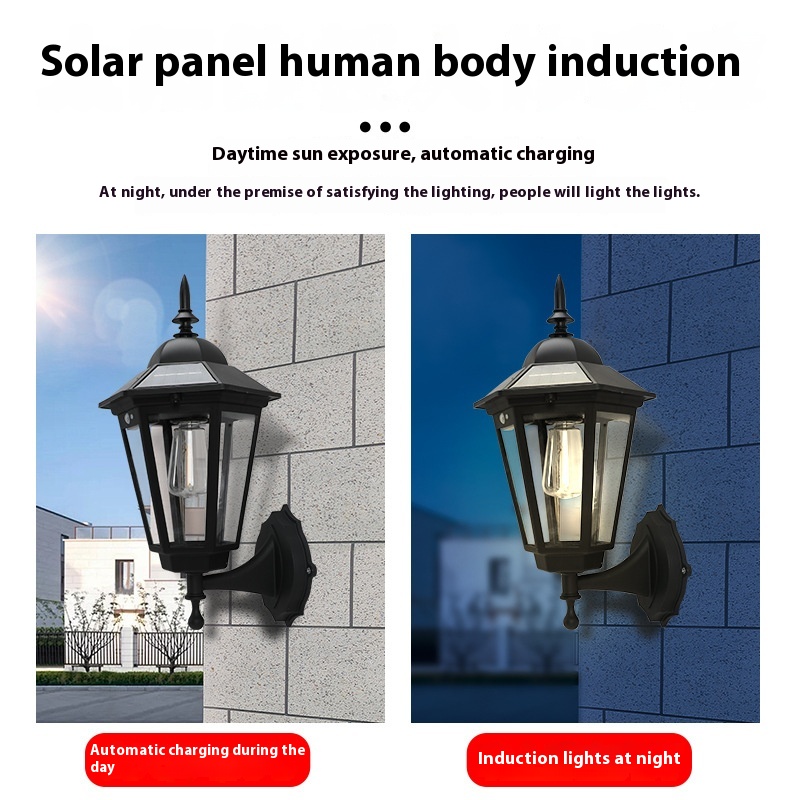 Automatic Induction Solar Wall Lights for Outdoor Garden &amp; Street Retro Road Lighting-Household Solar Lights