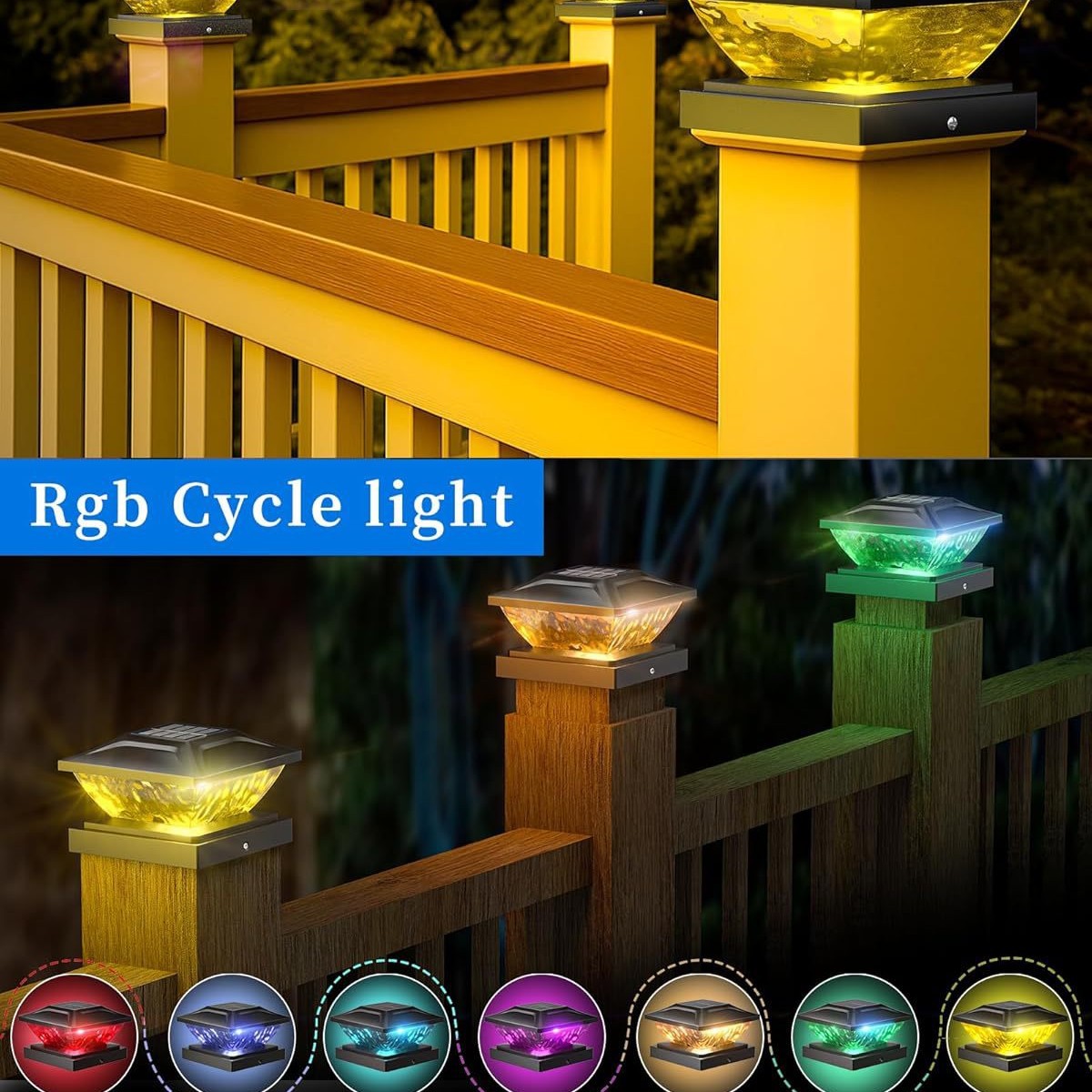 Waterproof Outdoor Cap Lights Post Vinyl Wooden Dusk to Dawn Lighting Garden Patio Fence Porch Yard Pathway Solar Post Light
