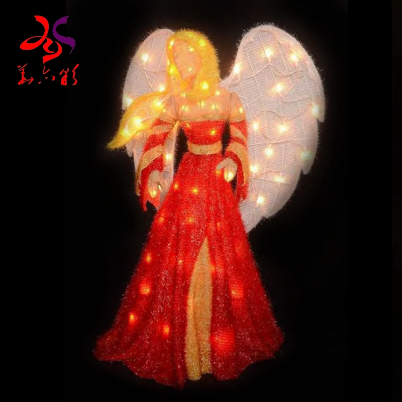 Commercial Outdoor Christmas Decorations 3D Big Angel Motif Lighting
