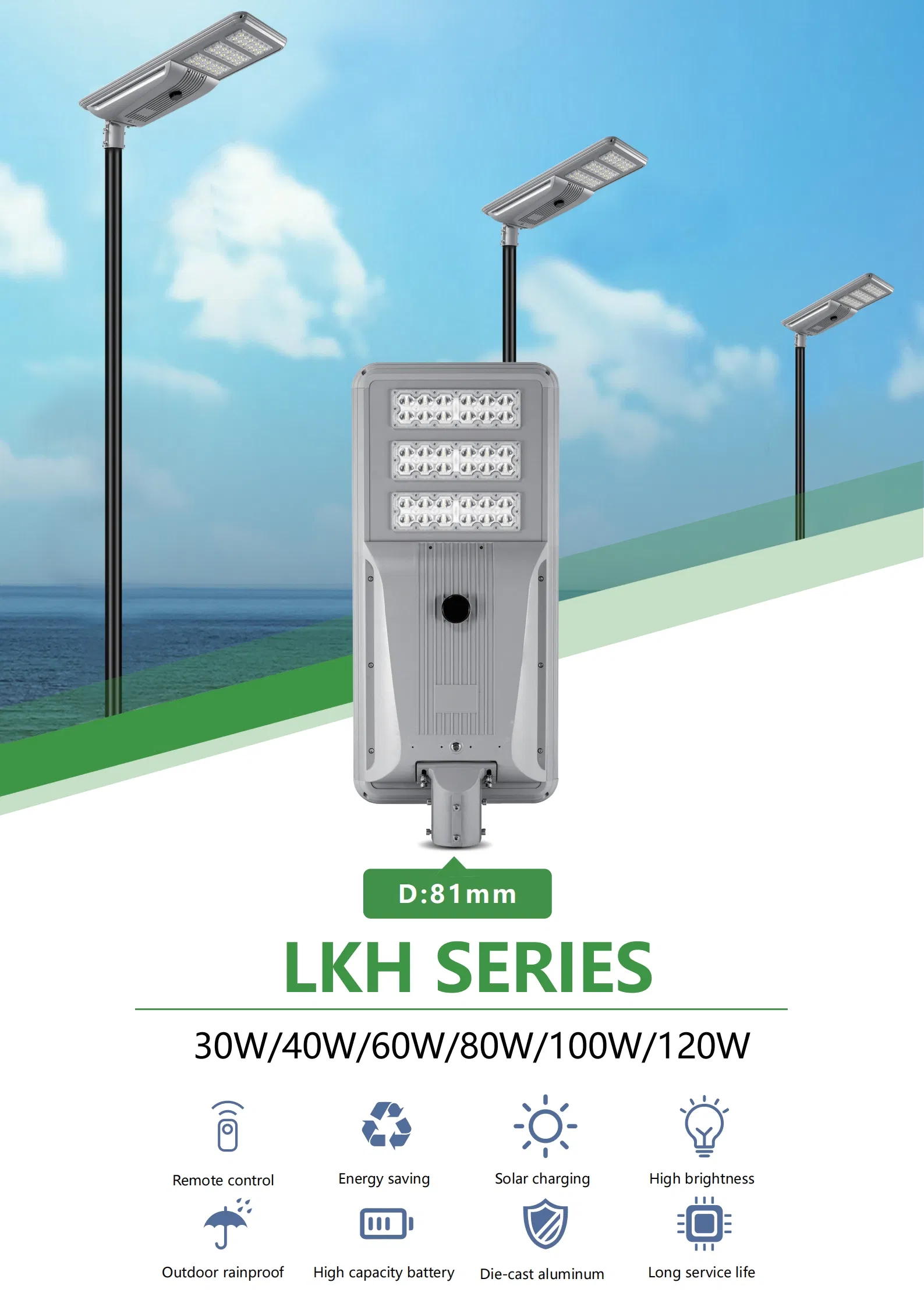 High Capacity Battery Integrated Solar Street Light