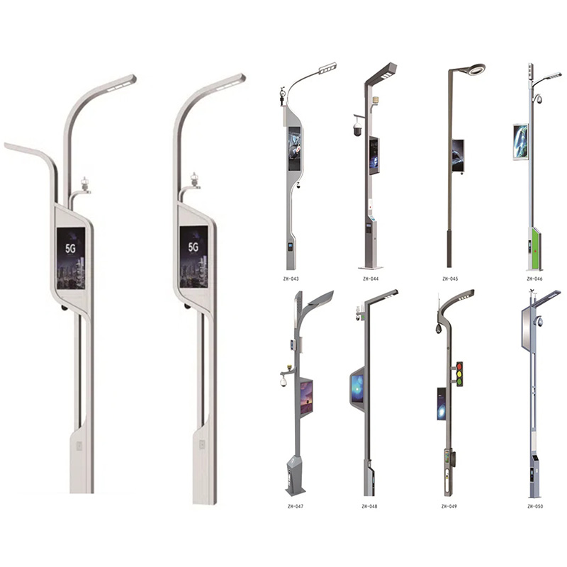 Smart Street Light Pole With Intelligent IOT System Bright LED Lighting Digital Billboard 5G CCTV EV Charger For Smart Cities