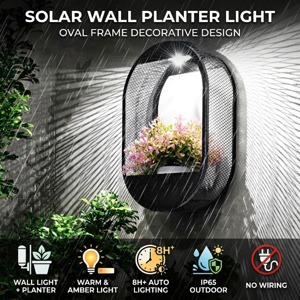1700K 6000K IP65 Solar Wall Lamps Round Modern Courtyard Outdoor Waterproof Decorative Wall Lamp