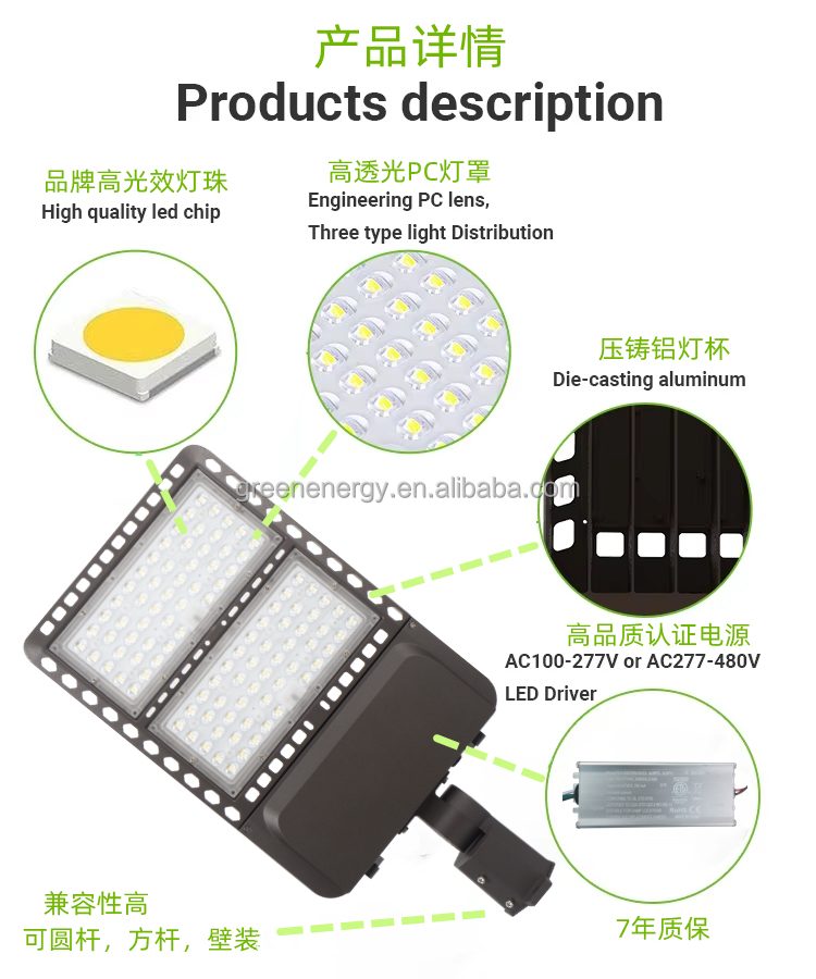 ETL CETL DLC CE 120V 277V 347V 480V 10KV Surge IP66 Led Shoebox Area Light Parking Lot Light Led 150w 200w Garden Street Light