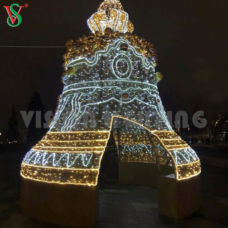 LED Christmas Bell Motif Decoration Lighting for Outdoor Commercial Use
