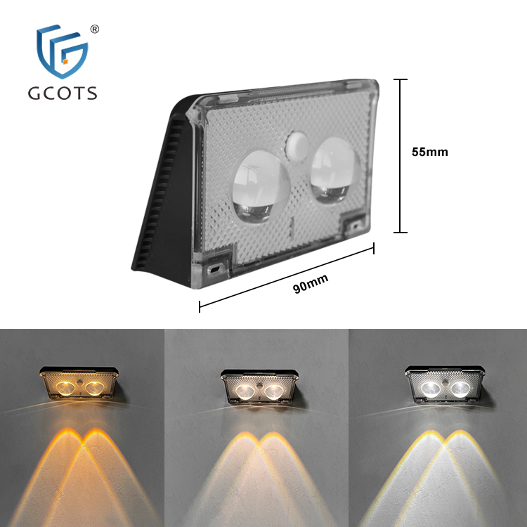 GCOTS Factory Outdoor Waterproof IP54 Rating Motion Activated Solar Wall Light for Garden Fence Wall LED Lamp Solar Powered