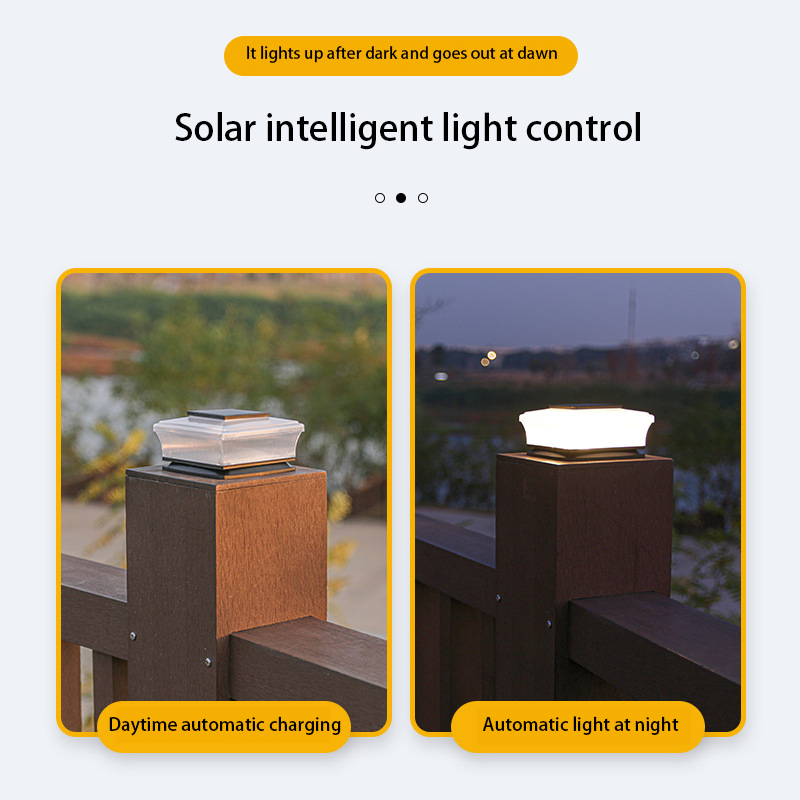 4 LED Solar Powered Deck Post Lights Garden Cap Square Landscape Fence Lamps Solar Powered Deck Post Lights