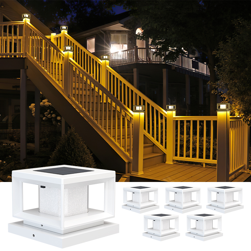 Outdoor Solar Garden Post Cap Fence Light Led Solar Power Column Cap Head Path Lamp Waterproof Solar Pillar Lights