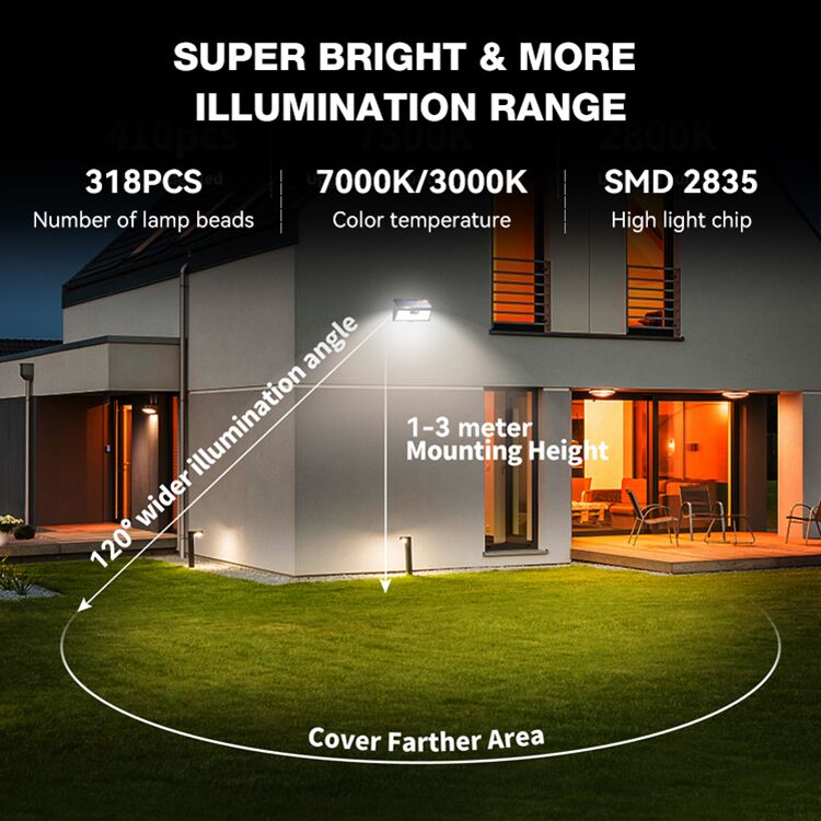 318LED Solar Powered Motion Sensor Outdoor Wall Lights IP65 Waterproof for Garden Yard Home Security Lighting