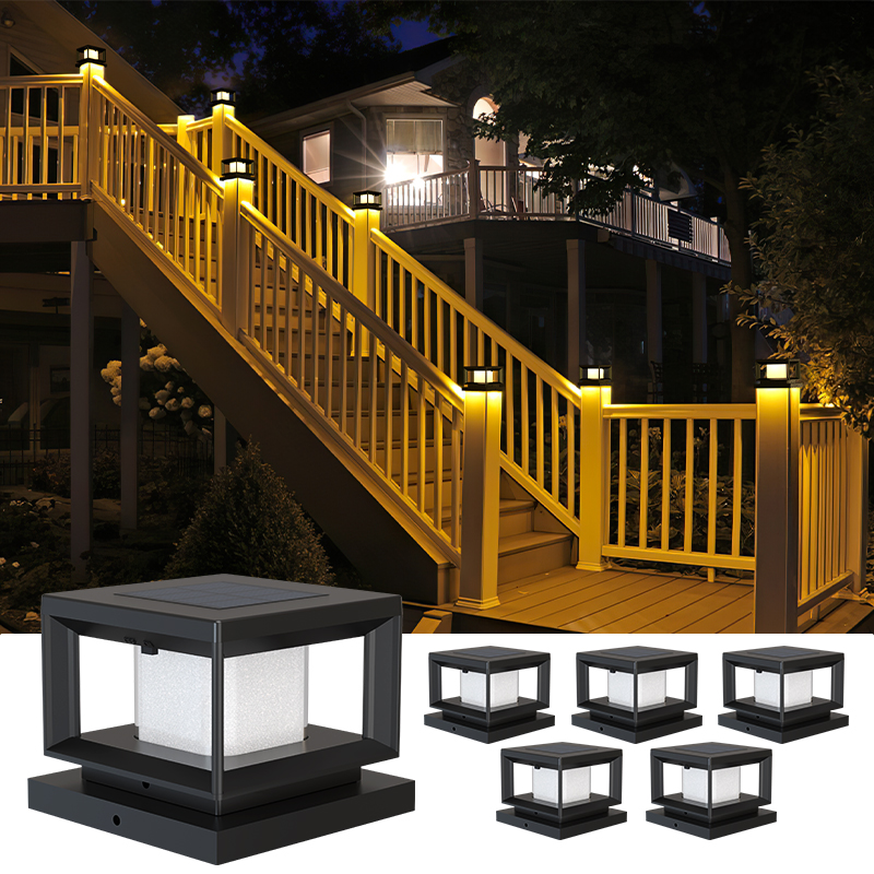 Outdoor Solar Garden Post Cap Fence Light Led Solar Power Column Cap Head Path Lamp Waterproof Solar Pillar Lights