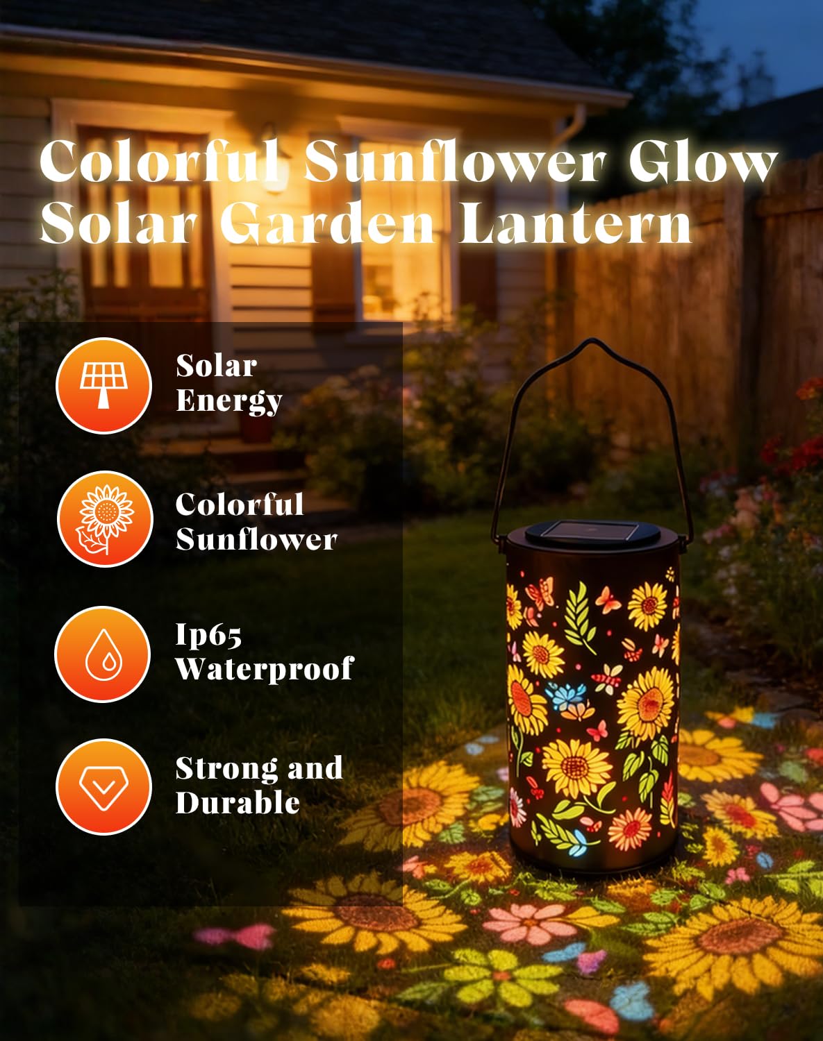 Colorful Sunflower Glow Solar Garden Lantern 2026 Waterproof Outdoor Solar Powered Hanging Light For Garden Patio Pathway