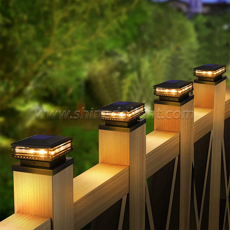 Solar Power Pillar Lamp Outdoors Waterproof Patio Stairs Steps Fence Lamp Yard Post Cap Garden Decoration