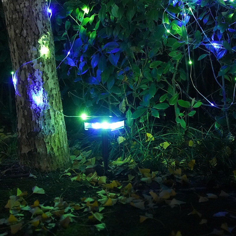 Outdoor Solar IP44 Waterproof Plastic European Style Color String Light Intelligent Induction Ground-Insertion Garden
