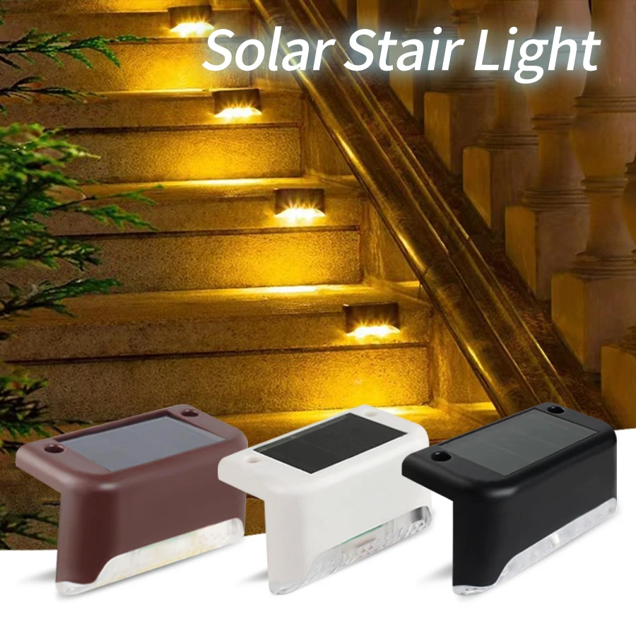 Garden Solar Powered Fence Lights Outdoor Yard Deck Light Led Step Patio Lights Solar Step Lamp New Upgraded Balcony Waterproof
