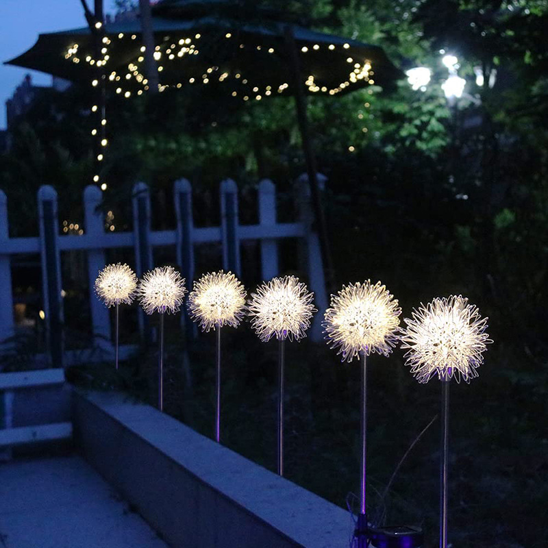 Dailu Outdoor Waterproof Landscape Decoration Lighting Color-Changing Solar Flower Led Dandelion Garden Lights