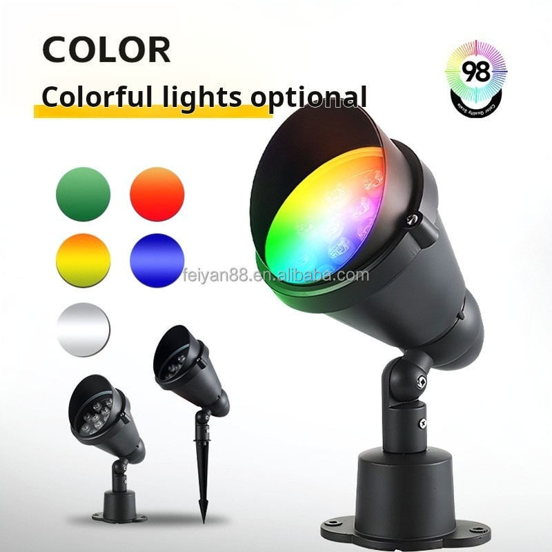 RGB Colorful 5W 24V Aluminum Waterproof IP65 Outdoor Garden LED Solar Light Landscape Spot Light Dimmable