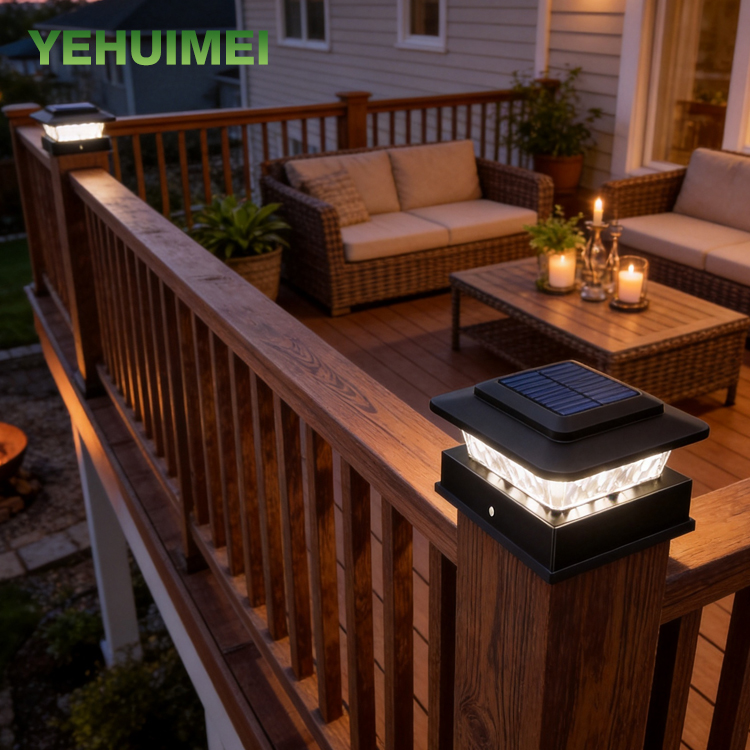 Hot Sales Solar Post Cap Lights Outdoor Pillar Lamp Bright Solar Light Post Caps White Black Solar Powered Deck Post Lights