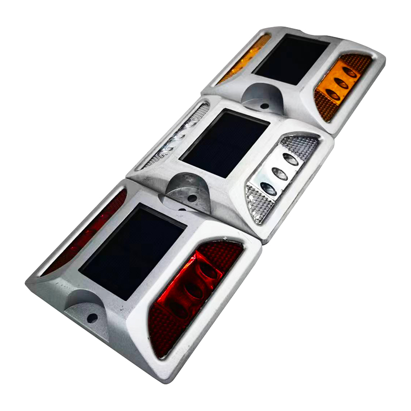 IP68 Waterproof Reflective Square Raised RGB LED Cat Eye Aluminum Solar Panel Lights Solar Panel Powered Garden Road Safety