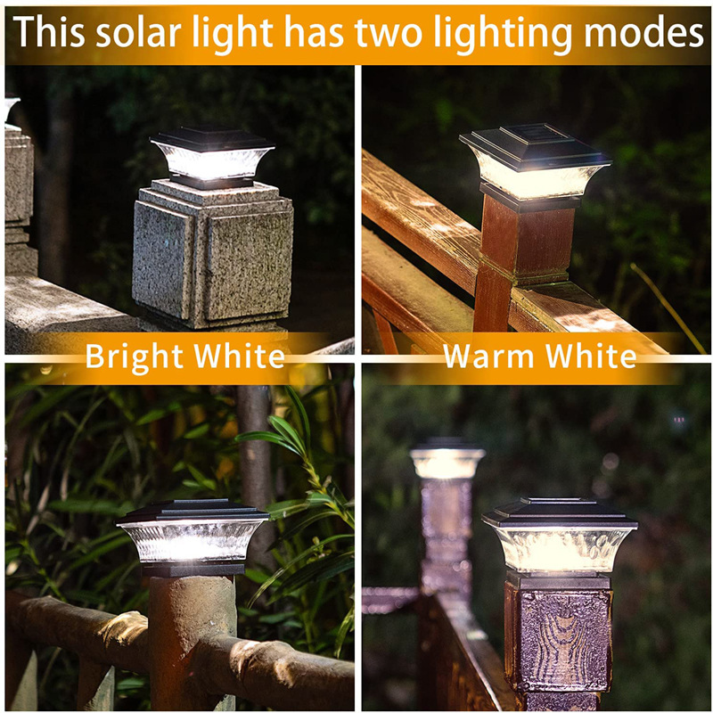 Solar Post Cap Light PVC Fence Pillar Lamp Waterproof Garden Landscape Light for Yard Entrance Decoration