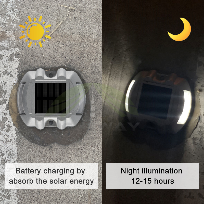Aluminum Outdoor Garden LED Pavement Step Light Solar Deck Dock Floor Light Solar Road Studs LED Cat Eye Raised Road Markers