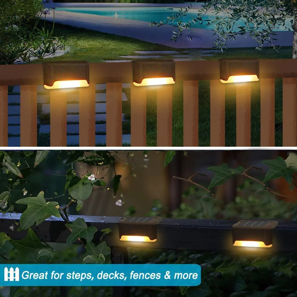 Garden Solar Powered Fence Lights Outdoor Yard Deck Light Led Step Patio Lights Solar Step Lamp New Upgraded Balcony Waterproof
