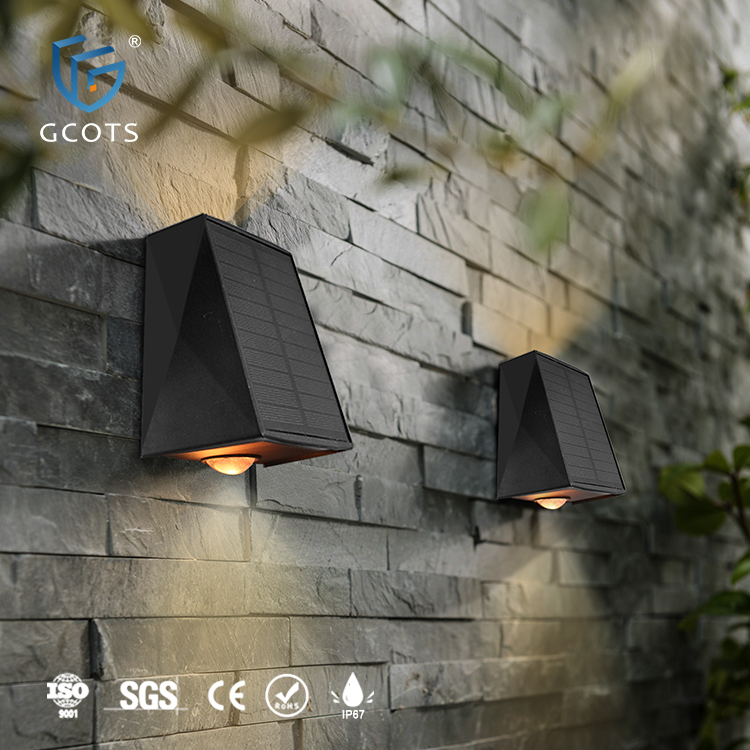 GCOTS Waterproof Outdoor Waterproof Deck Wall Lamp Led Solar Luminous Lighting Wall Lights For Garden Fence Exterior Wall
