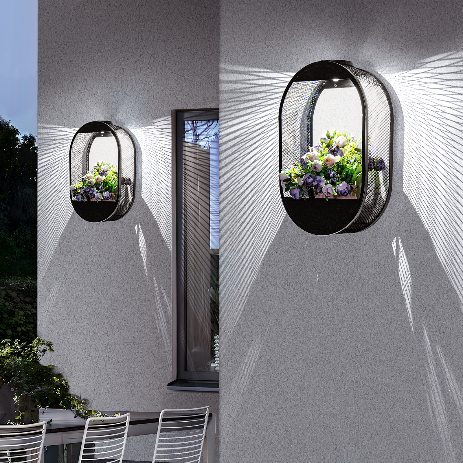 1700K 6000K IP65 Solar Wall Lamps Round Modern Courtyard Outdoor Waterproof Decorative Wall Lamp