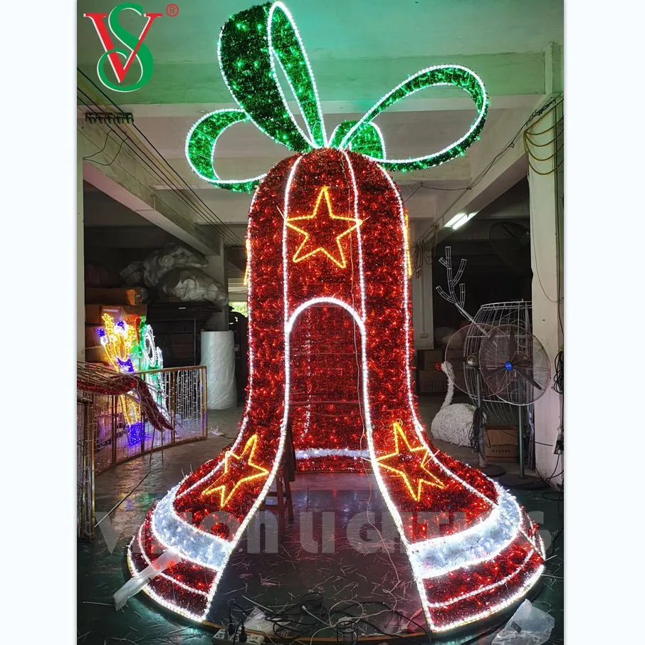 LED Christmas Bell Motif Decoration Lighting for Outdoor Commercial Use