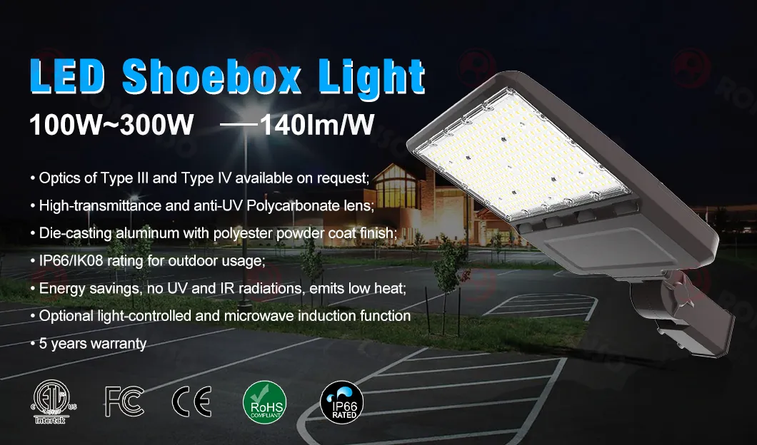 Aluminum Outdoor IP66 Highway Parking Lot Area Light 300W LED Street Lighting