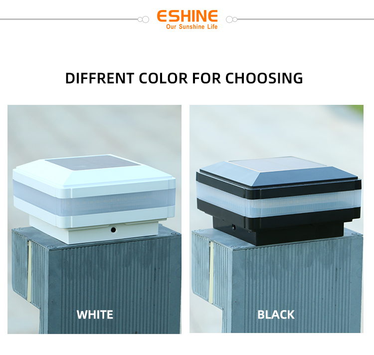 Outdoor Ip65 LED Fence Garden Yard Gate Pillar Decorative Lighting Squares Shape Solar Powered Post Cap Light Garden Lamp