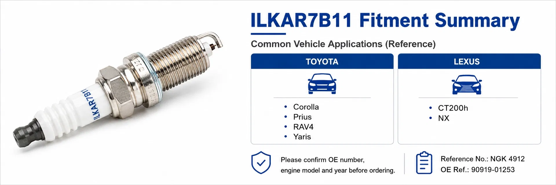 Ilkar7b11 نجك 4912 شمعات الإشعال الليزرية إيريديوم 90919-01253 قطع غيار بديلة لإشعال السيارات لمحركات البنزين تويوتا لكزس