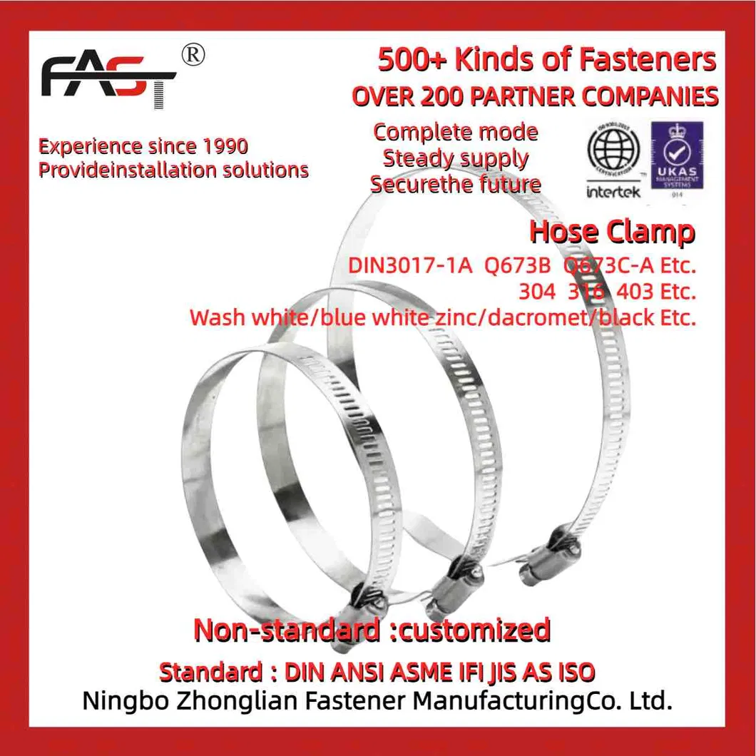 DIN3017steel مشبك خرطوم بدون نقاط لحام مشبك خرطوم فرامل عالي العزم