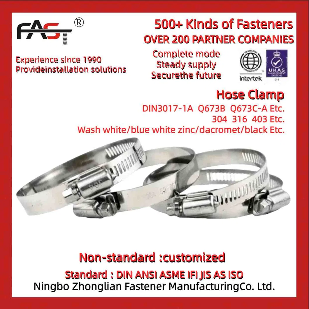 DIN3017steel مشبك خرطوم بدون نقاط لحام مشبك خرطوم فرامل عالي العزم