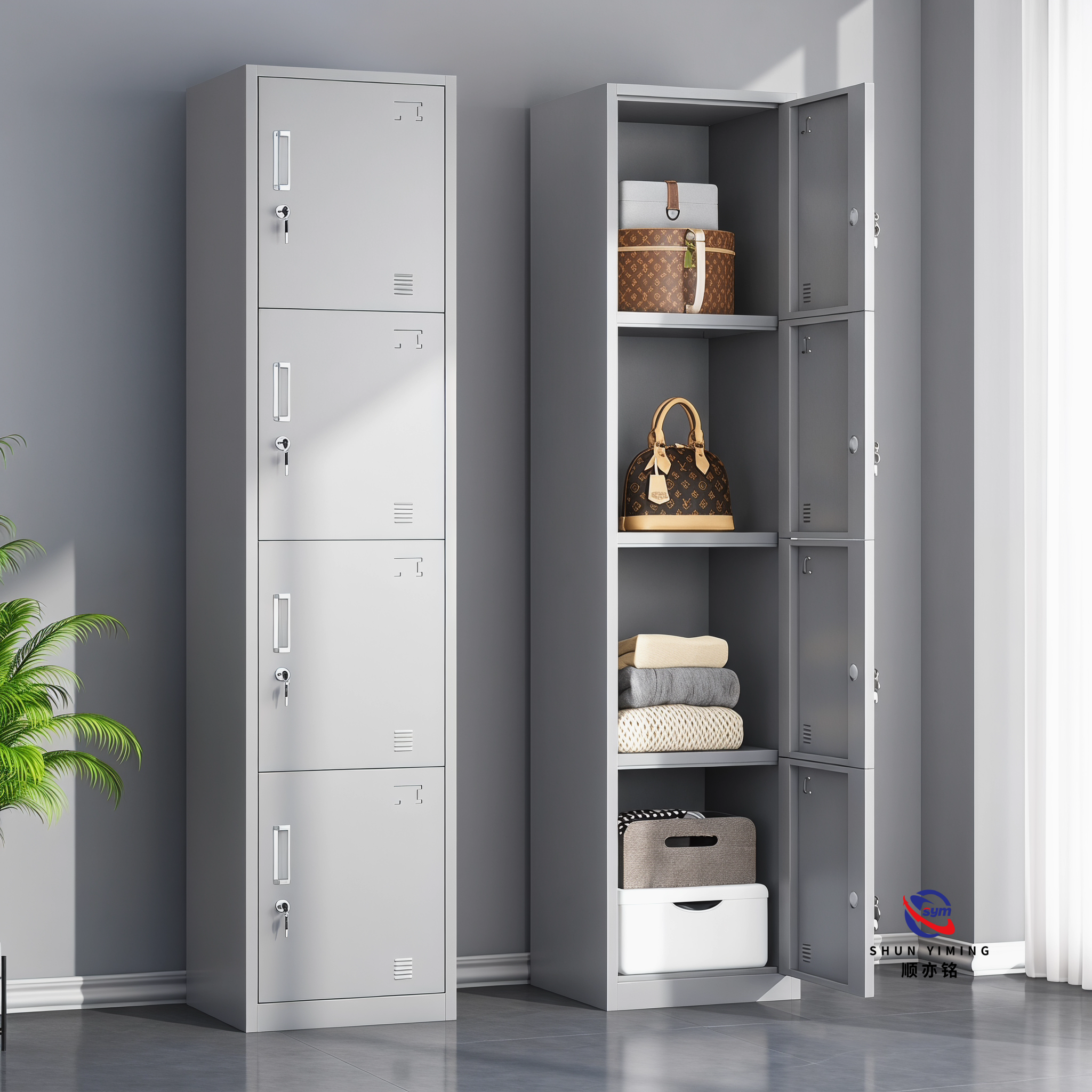 Knock-down Design Steel Locker for Export, Easy Assembly Metal Wardrobe Cabinet to Save Sea Freight Cost