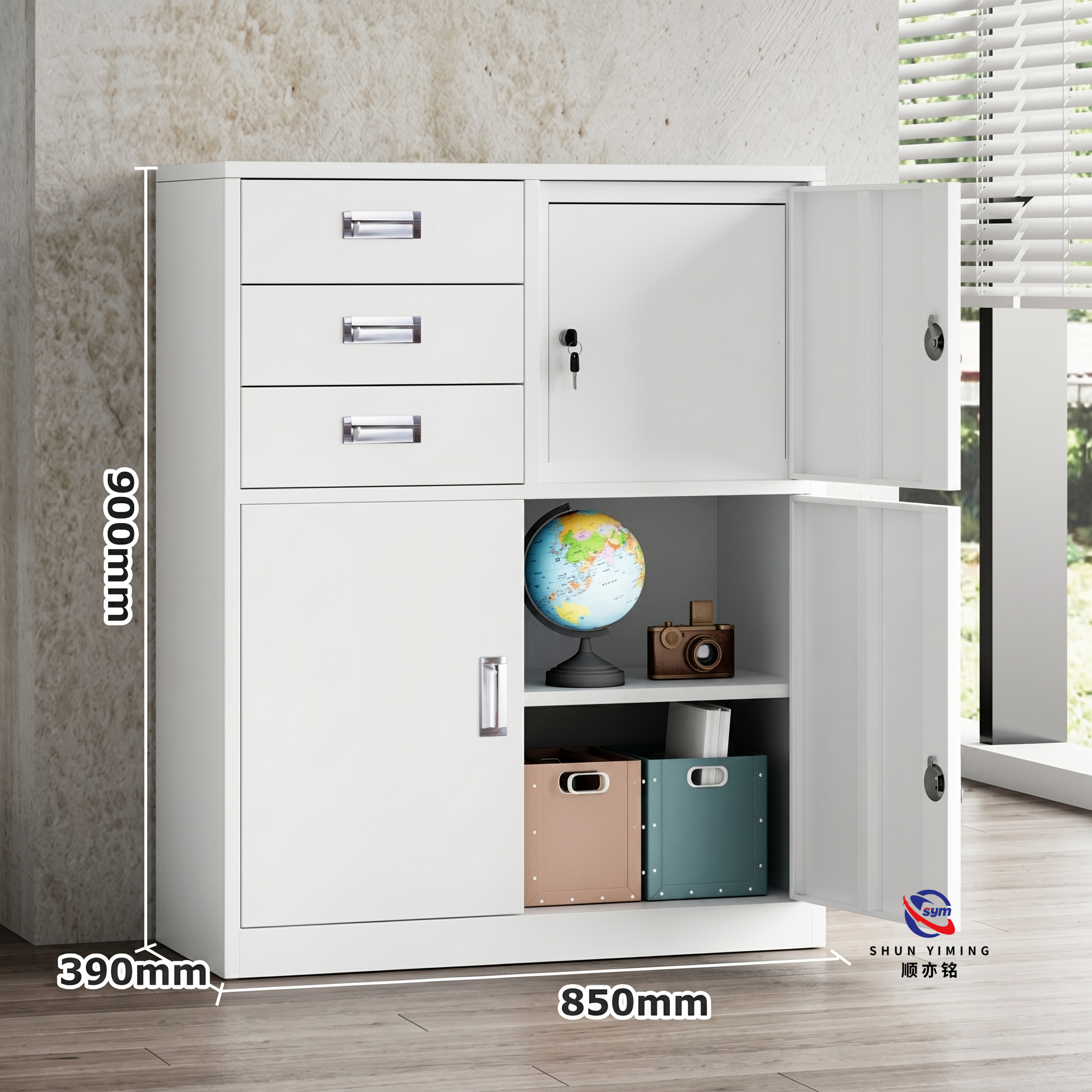 Waterproof Powder Coating Steel Office Cabinet Metal Storage Locker for Humid Environment Use Factory Wholesale