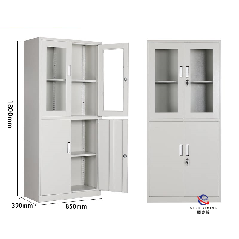 Knock Down Steel Office Storage Cabinet Metal Filing Cupboard with 4 Doors for Staff Locker Room Factory Direct