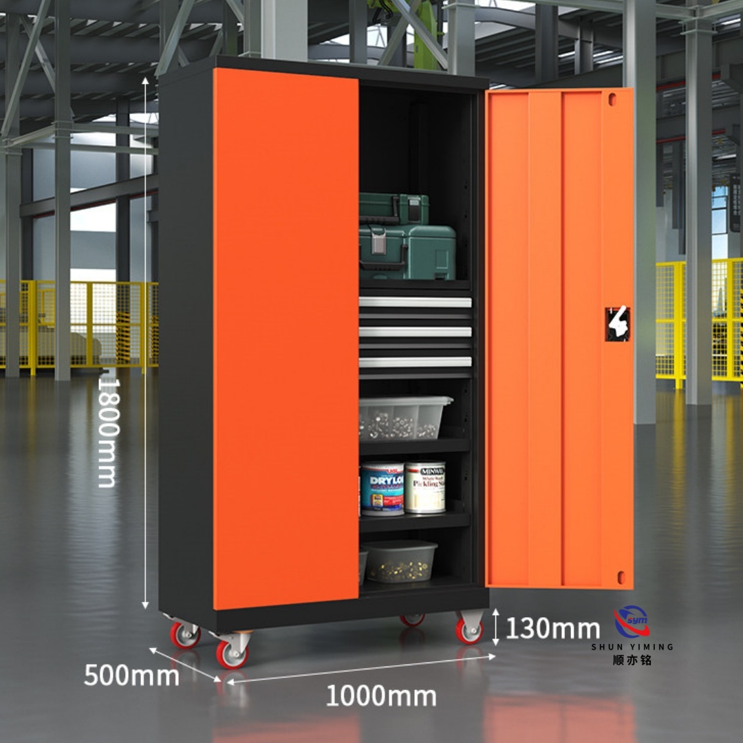 Reinforced Frame Metal Tool Cabinet with Drawers, Heavy Duty Steel Garage Storage Cupboard with Anti-tilt Device