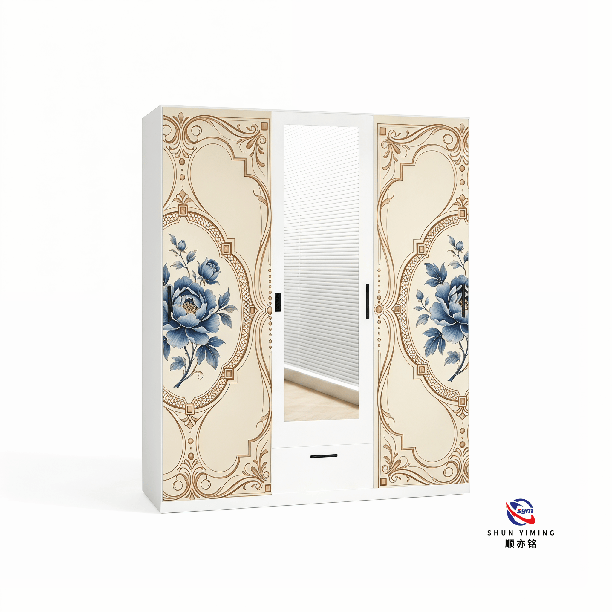 Deep Storage Printed Steel Wardrobe, Heavy Duty Metal Wardrobe Closet with Reinforced Frame & Beautiful Painting