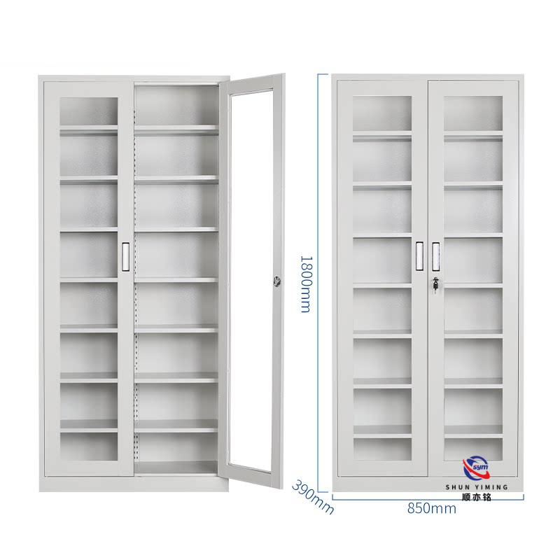Factory Wholesale KD Metal Office Cabinet Steel Storage Cupboard with 4 Shelves for Commercial Document Control