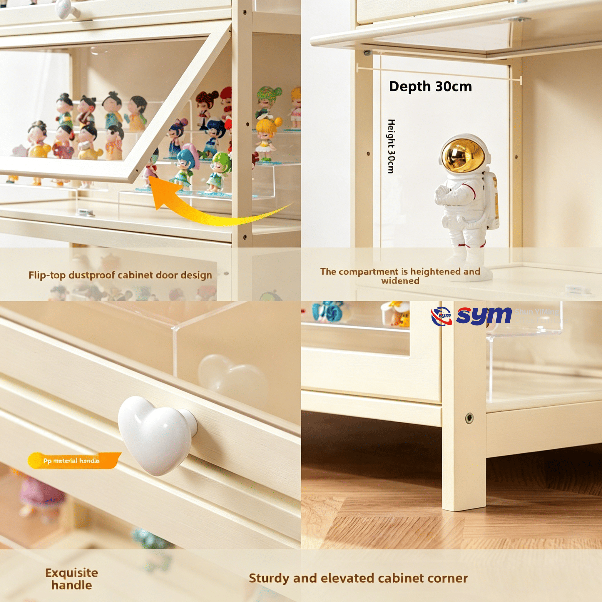 Ultra-clear Low Iron Glass Display Cabinet, Premium Metal Frame Action Figure Curio Showcase for High Definition