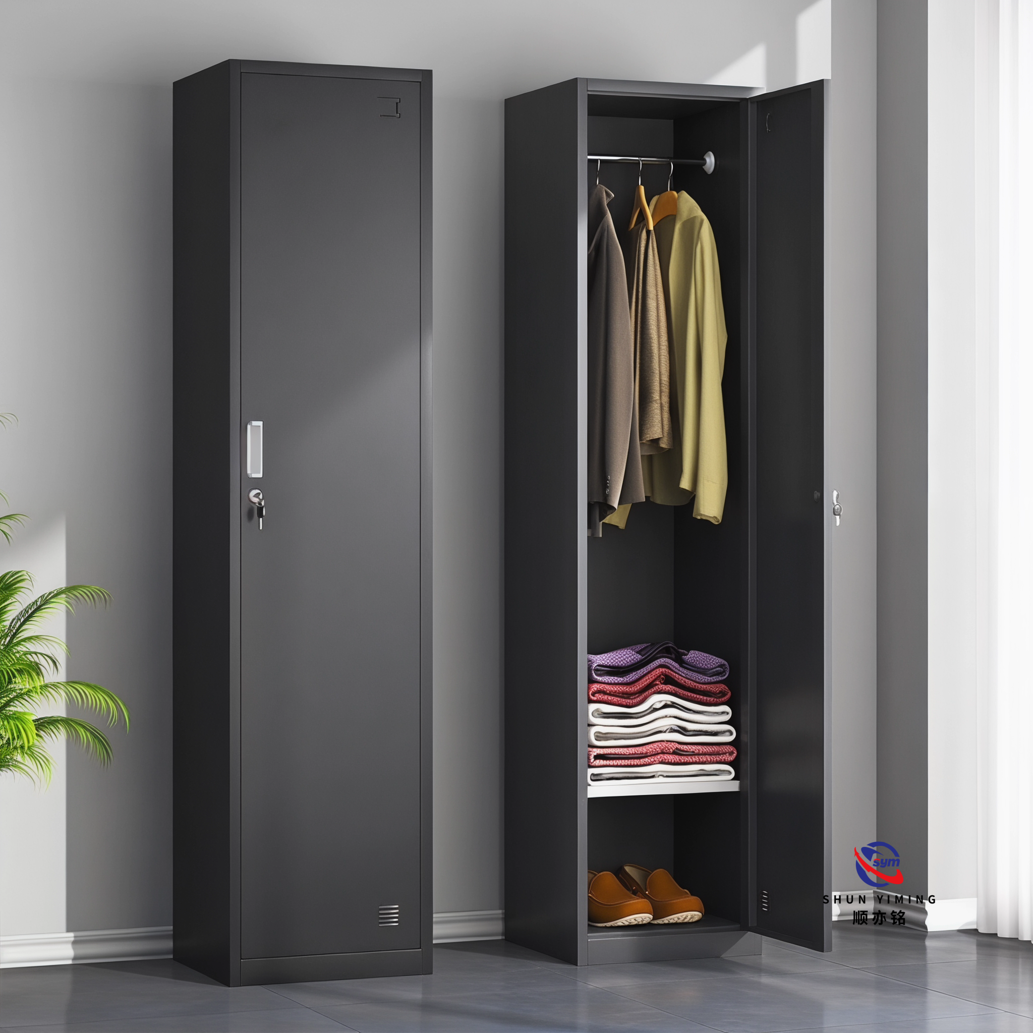 Reinforced Steel Locker with Master Key System, Durable Metal Storage Cabinet for High Frequency Public Use