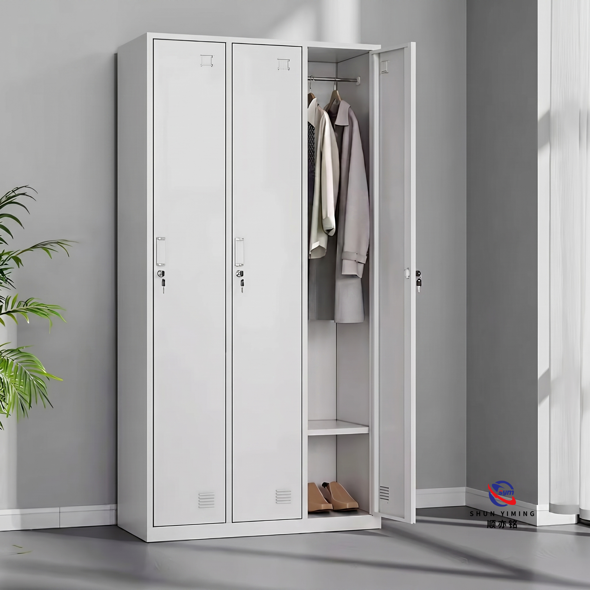 Seamless Welding Steel Storage Locker, High Strength Metal Changing Room Cabinet for Secure Personal Items