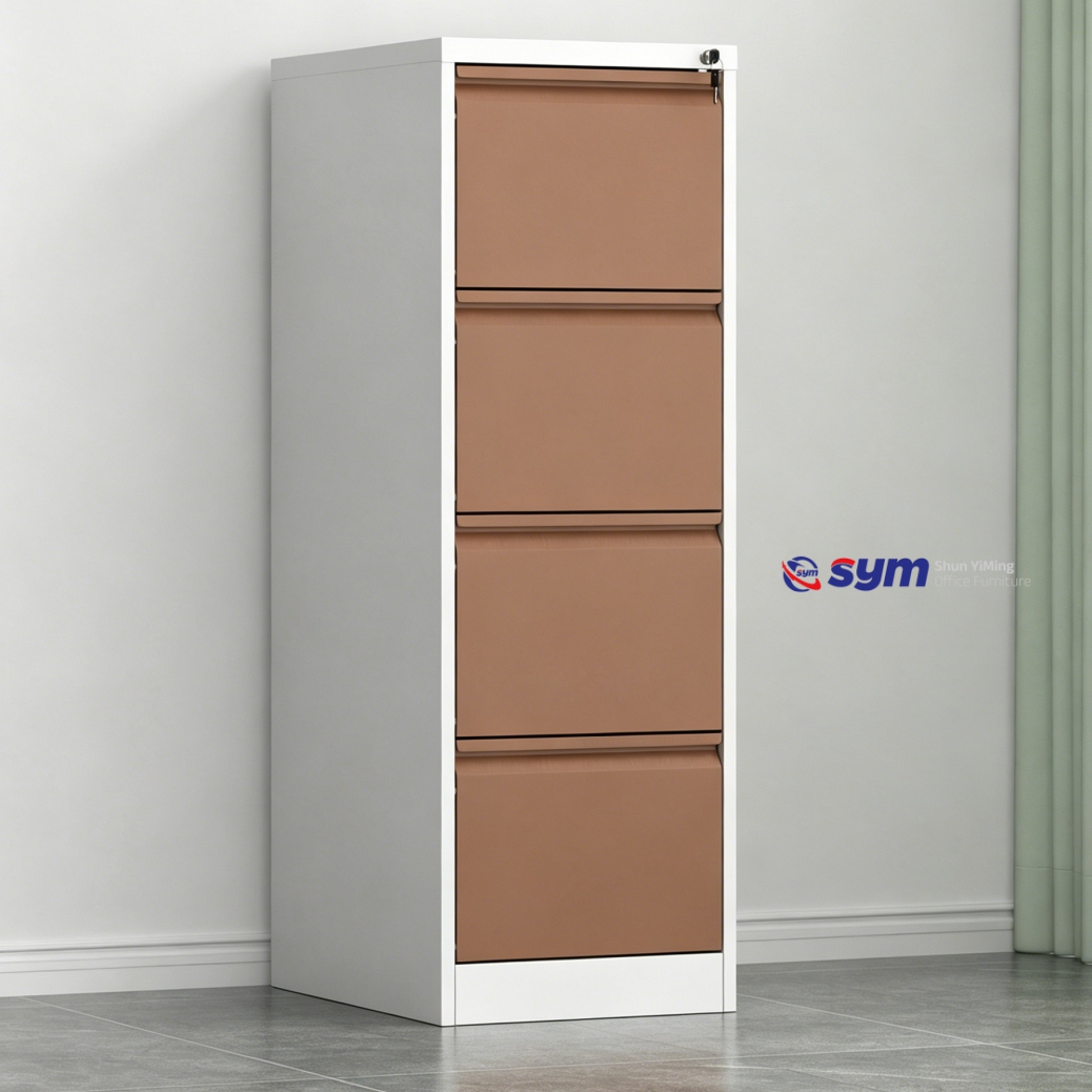 Electrostatic Powder Coated Vertical Steel File Cabinet, Anti-rust Metal Document Filing Cabinet for Corporate