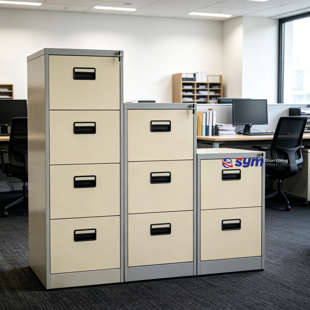 Heavy Duty Anti-tilt Vertical Steel File Cabinet, Metal Document Storage Cupboard with Central Master Key Lock Set