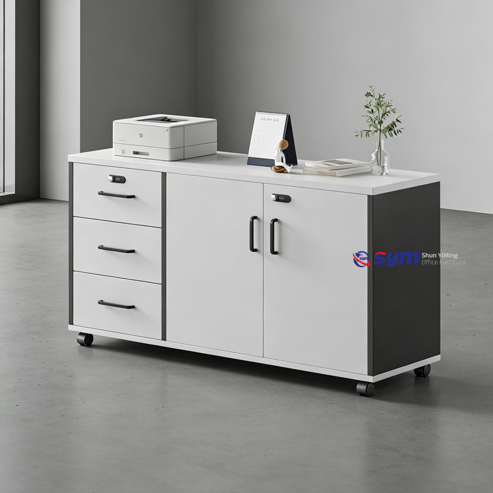 Slim 3 Drawer Steel Mobile Pedestal, Heavy Duty Metal Under Desk Filing Cabinet with Lockable Wheels for Office Use