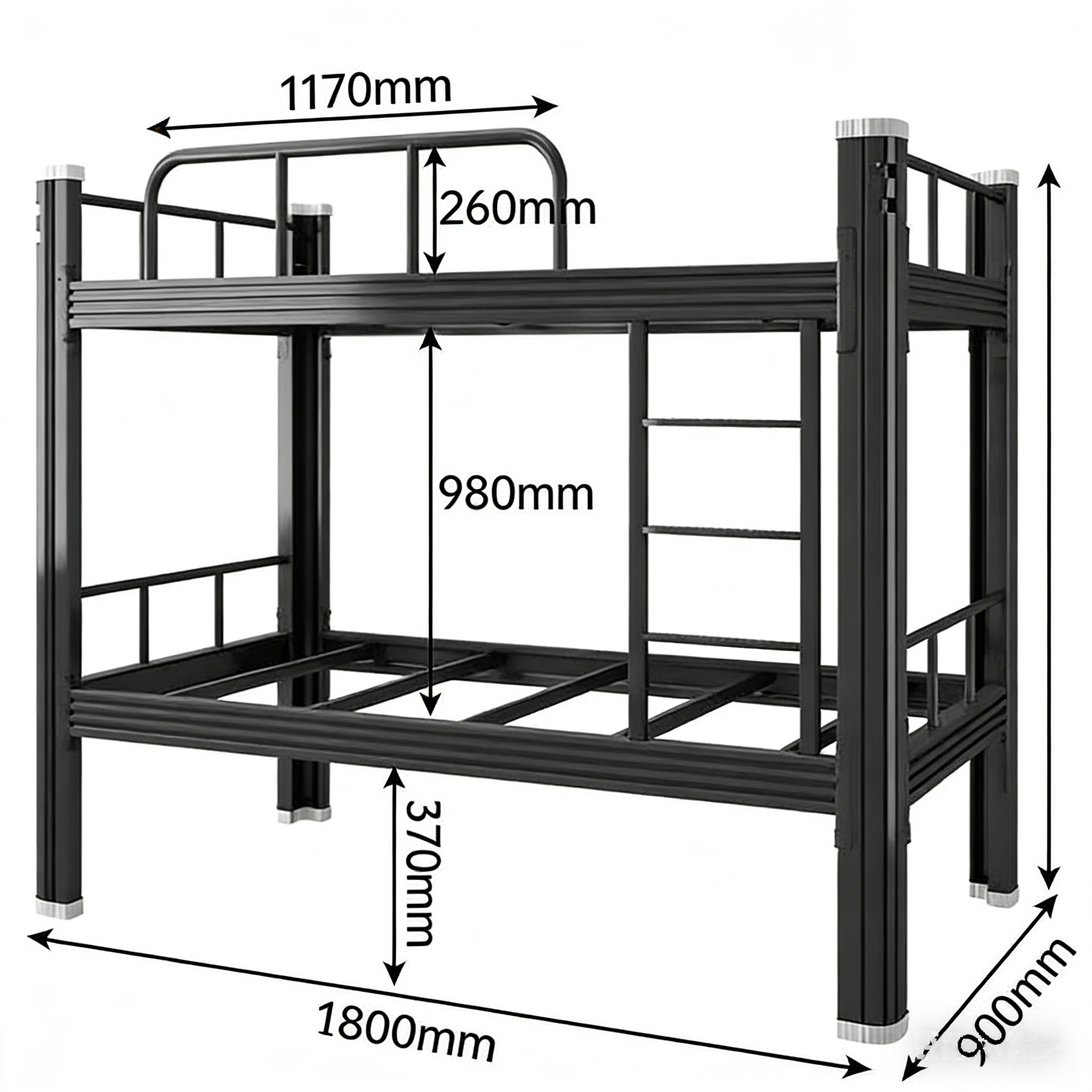 Modern School Dormitory Student Iron Double Decker Bunk Bed, Steel Pipe Frame Construction for Space-Saving Accommodation