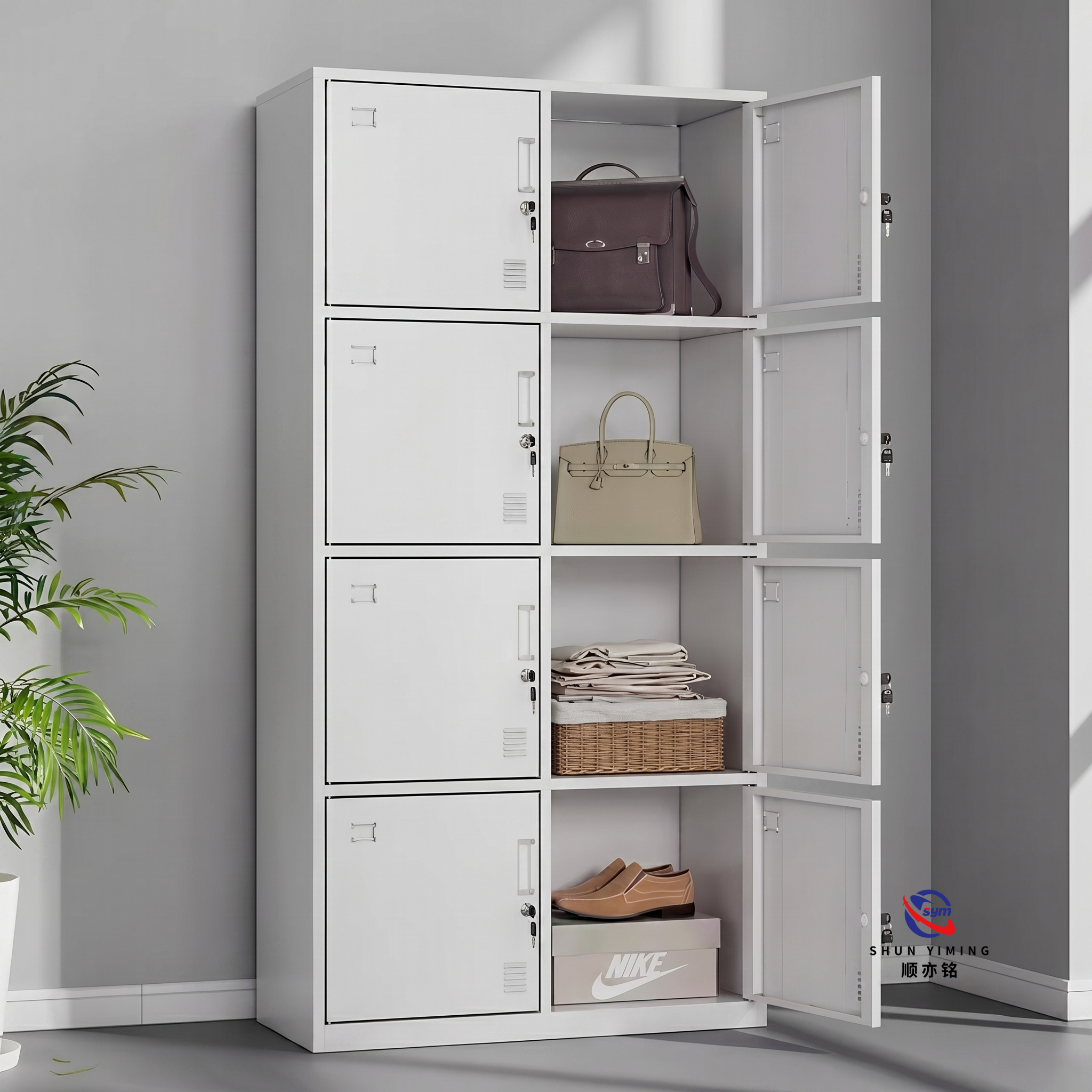 Privacy Focused Steel Locker with Solid Doors, Opaque Metal Storage Wardrobe for Secure Staff Belongings