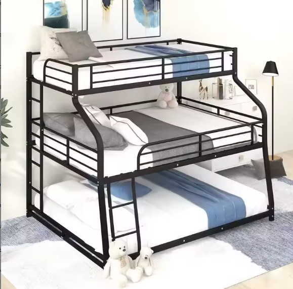 Top-Ranked Twin Over Full Steel Frame Bunk Bed with Red Bottom Finish, for College Dormitory or Construction Site Accommodation