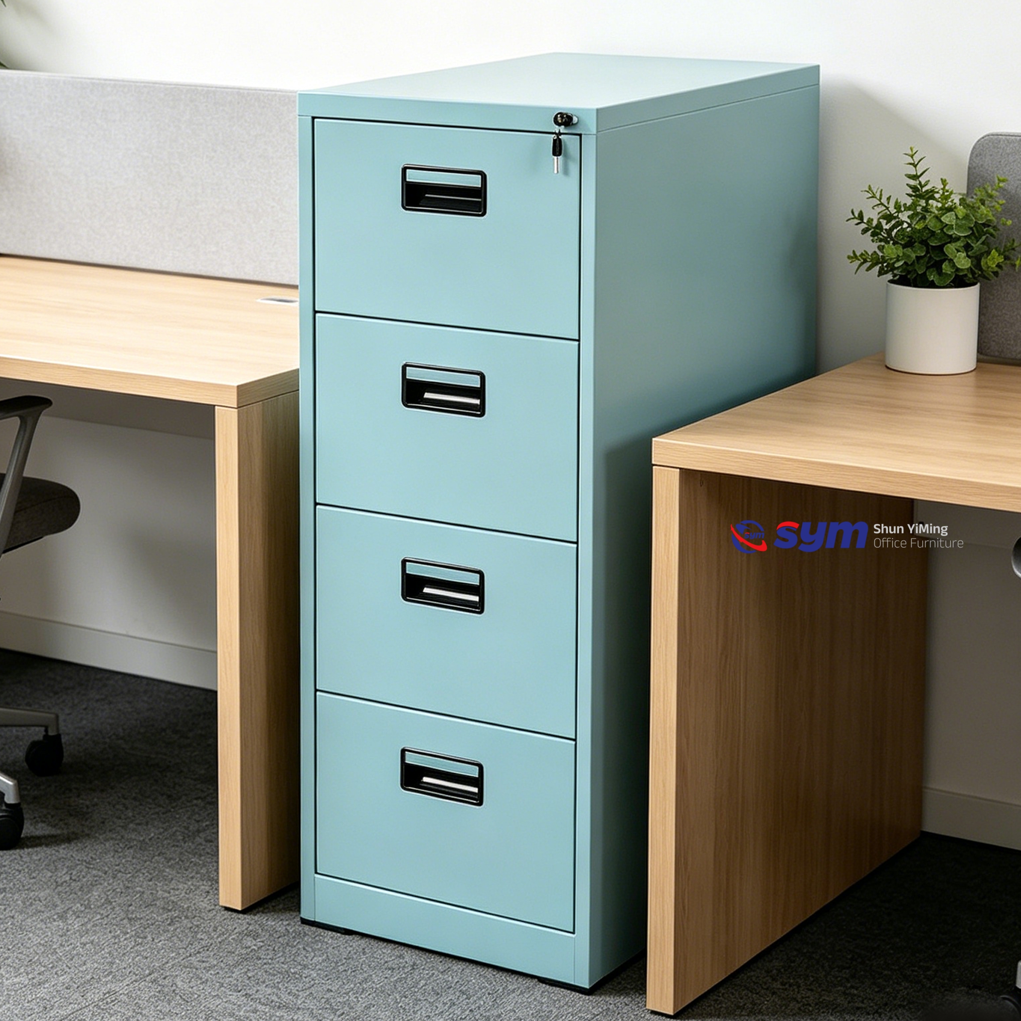 Legal Size Vertical Steel File Cabinet with Hanging Bars, Heavy Duty Metal Archive Storage Box for Law Firm Offices
