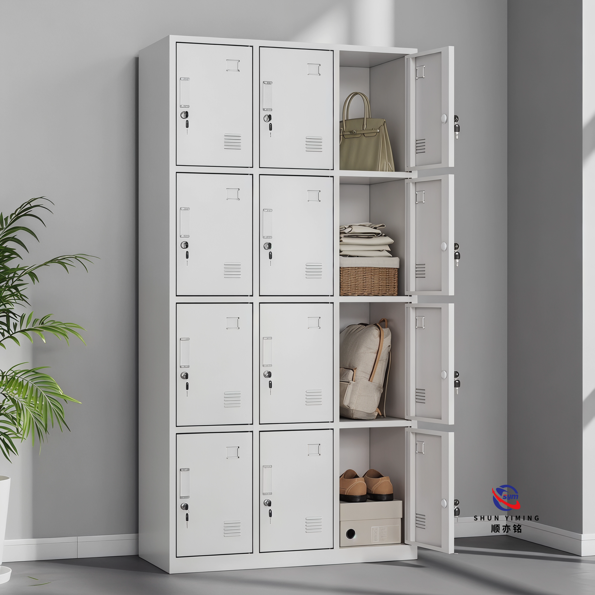 Master Key Controlled Steel Locker, Professional Metal Wardrobe Management System for Large Institutions